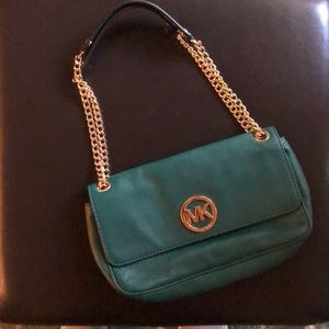 Michael Kors Teal Purse w/ Gold Adjustable Straps